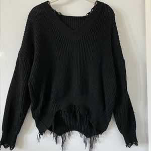 Black distressed sweater!